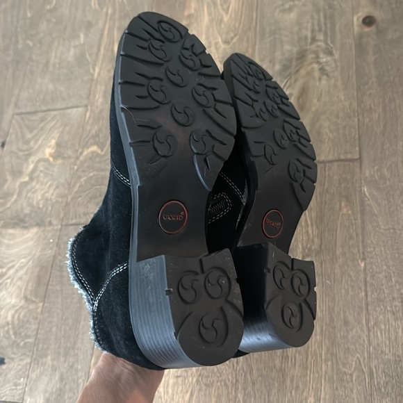 Sporto Josie Black Suede Faux Fur Collar Zip Ankle Booties Women's Size 9 M - Picture 8 of 9